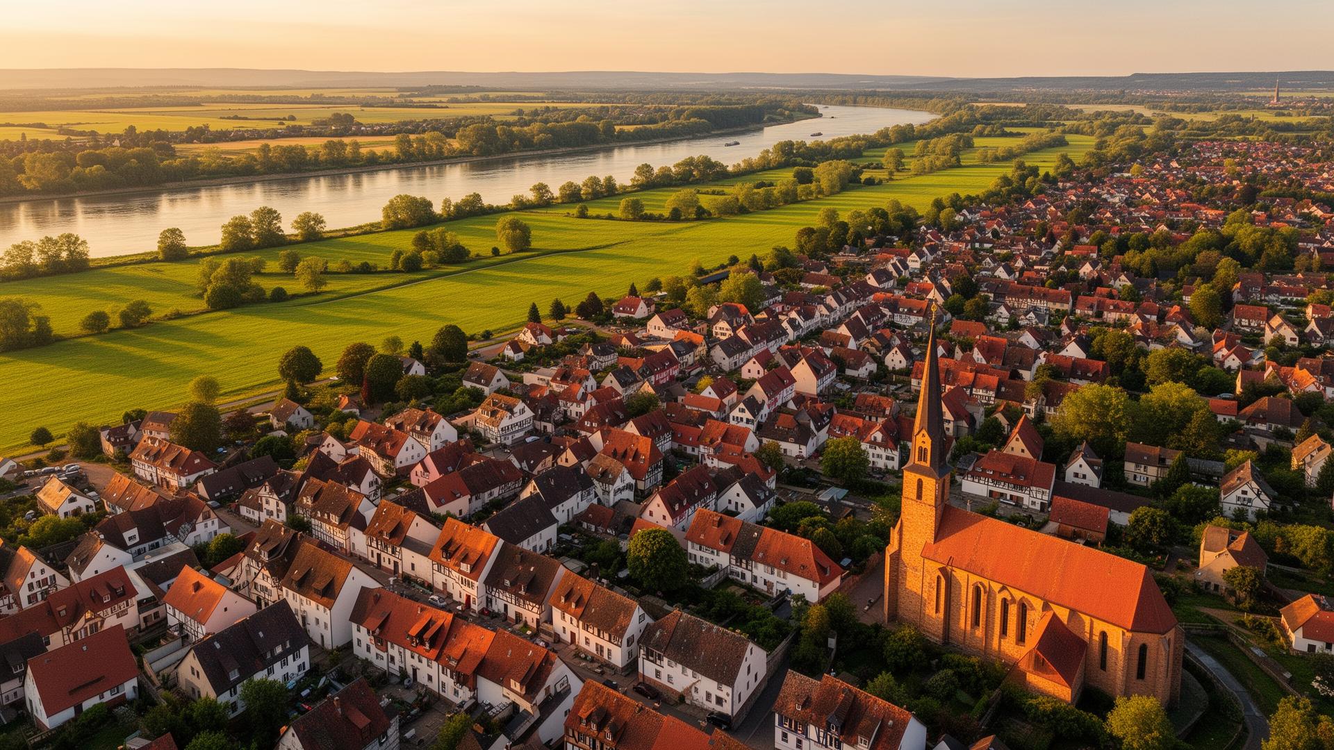 Luftaufnahme von Bobenheim-Roxheim am Rhein